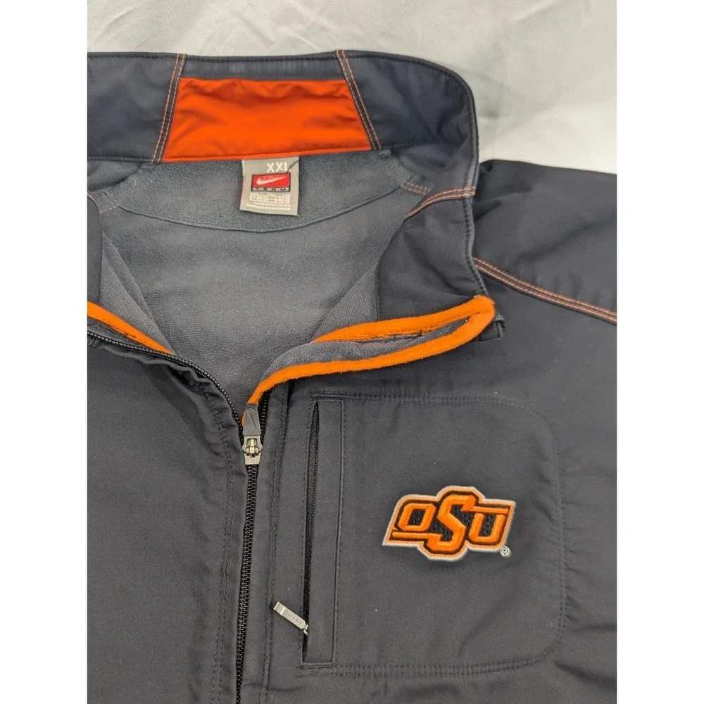 Oklahoma State Jacket XXL Vintage Nike Team Full Zip‎ Up Windbreaker Coat Faded